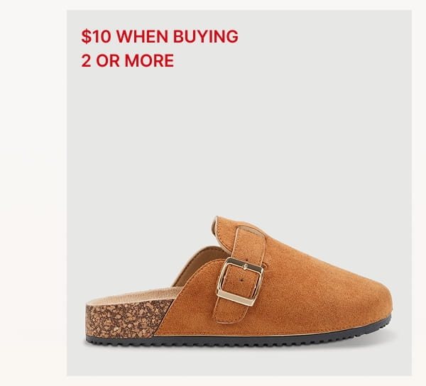 Shop Faux Suede Buckle Detail Cork Clogs