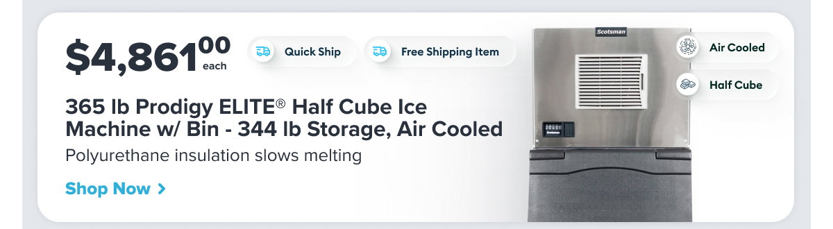Scotsman 365 lb Prodigy ELITE® Half Cube Ice Machine w/ Bin