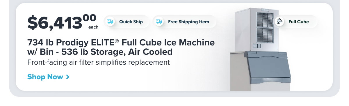 Scotsman 734 lb Prodigy ELITE® Full Cube Ice Machine w/ Bin