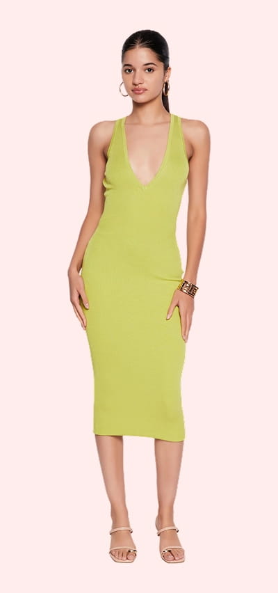 Shop Plunge Neckline Sleeveless Midi Dress