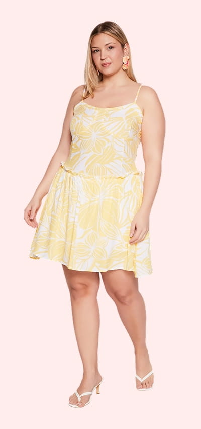 Shop Plus Size Floral Lace Up Back Skater Dress