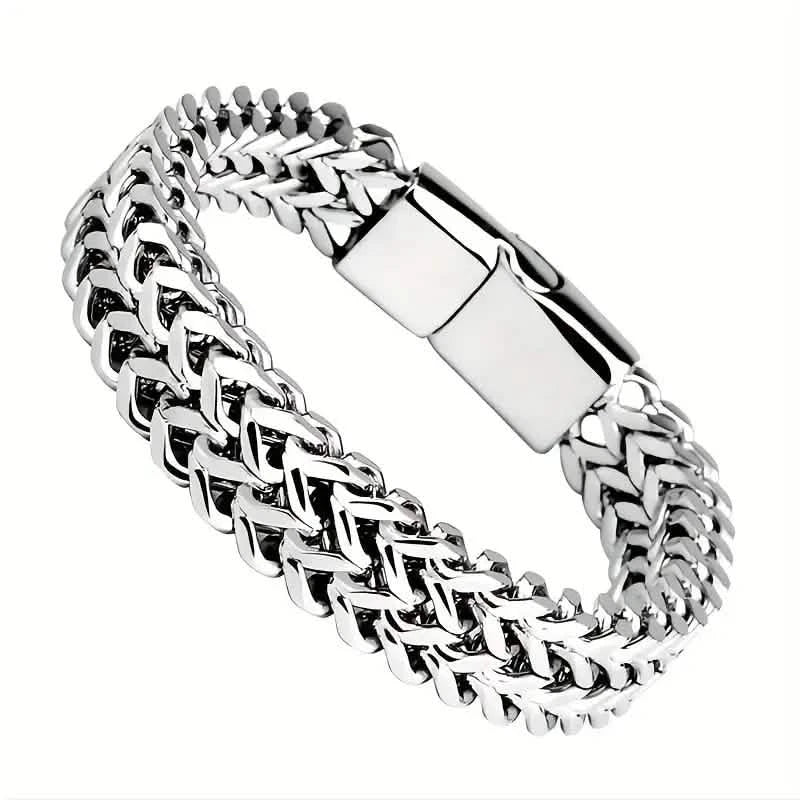 Image of Men's Stainless Steel Braided Bracelet with Magnetic Clasp