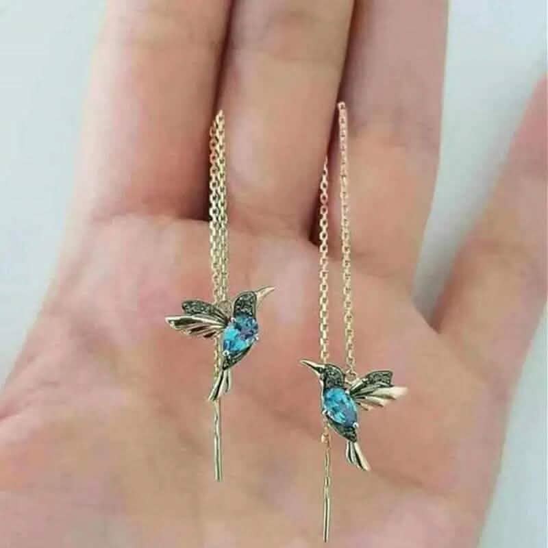 Image of Long Hummingbird Animal Earrings