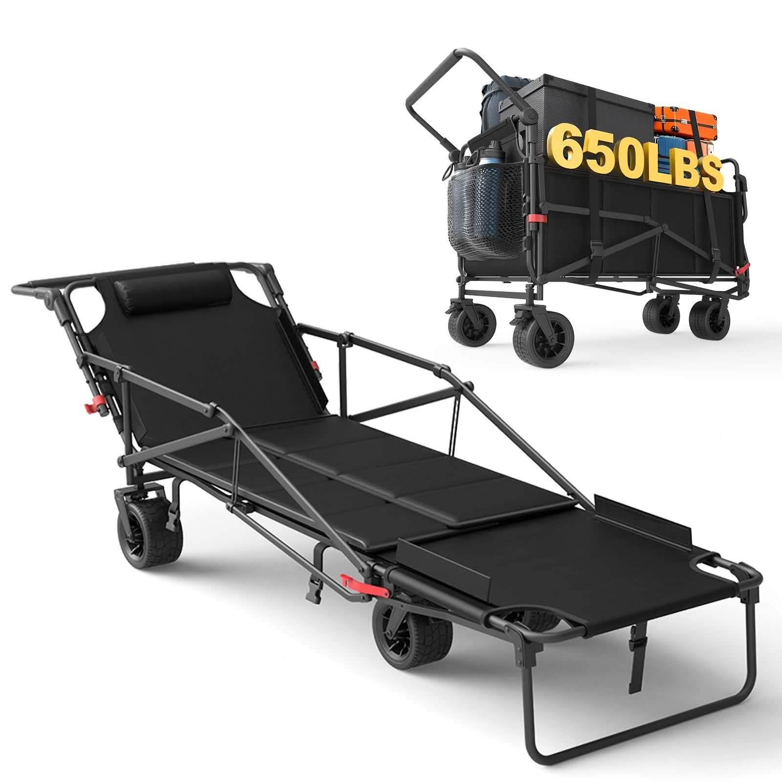 Image of 2-in-1 Folding Wagon Cart Chair 650LBS Capacity