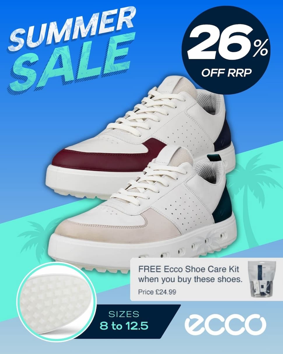 Ecco Mens 2026 Street 720 Leather Waterproof Hybrid Spikeless Golf Shoes