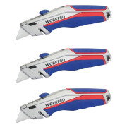 WORKPRO WP213014 Quick Change Retractable Utility Knife - Pack of 3