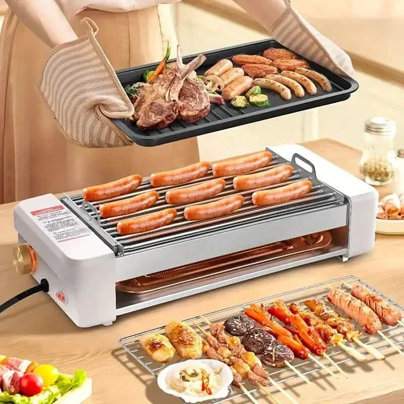 Image of 4-in-1 Multifunctional Sausage Grill – Non-Stick, Adjustable Temp, Removable Pan, Kitchen & Dorm Use