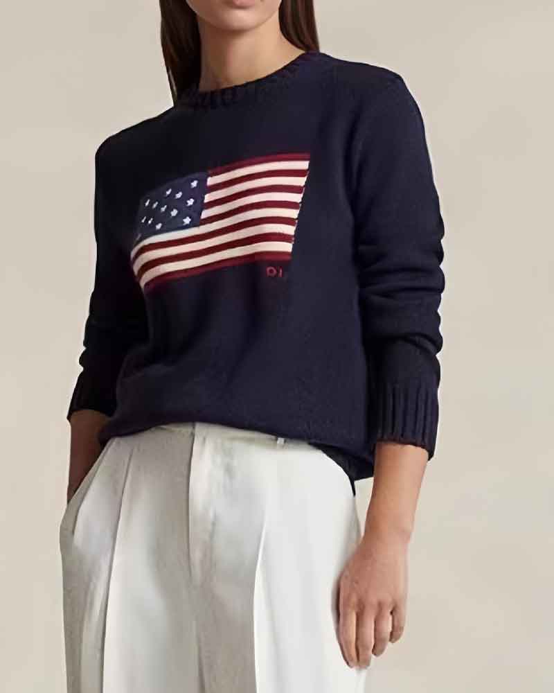 Cozy Everyday Flag Knit Casual Sweater