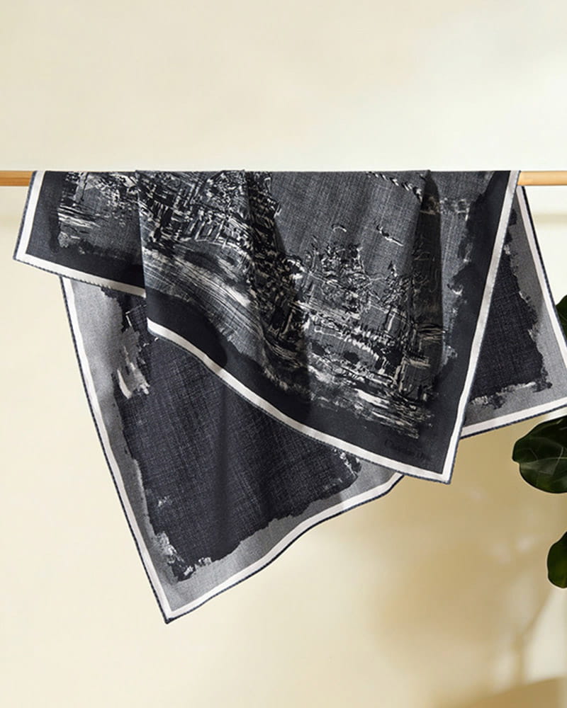 Elegant Office Chic Printed Wool Neck Scarf