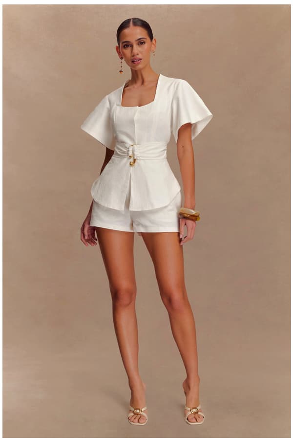 Liberty Cotton Shortsleeve Top - White