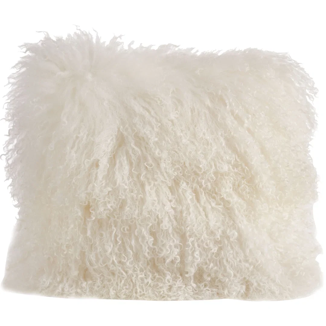 Iyana Lamb Fur Square 100% Wool Pillow Cover & Insert