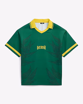 Brazil Green Tipped Soccer Jersey
