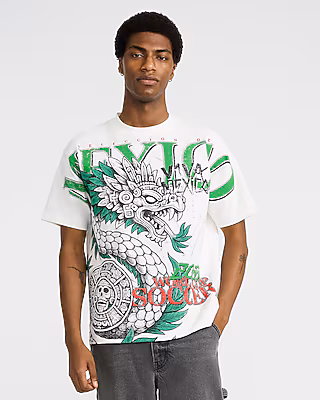 Mexico White Cotton Soccer Graphic T-Shirt