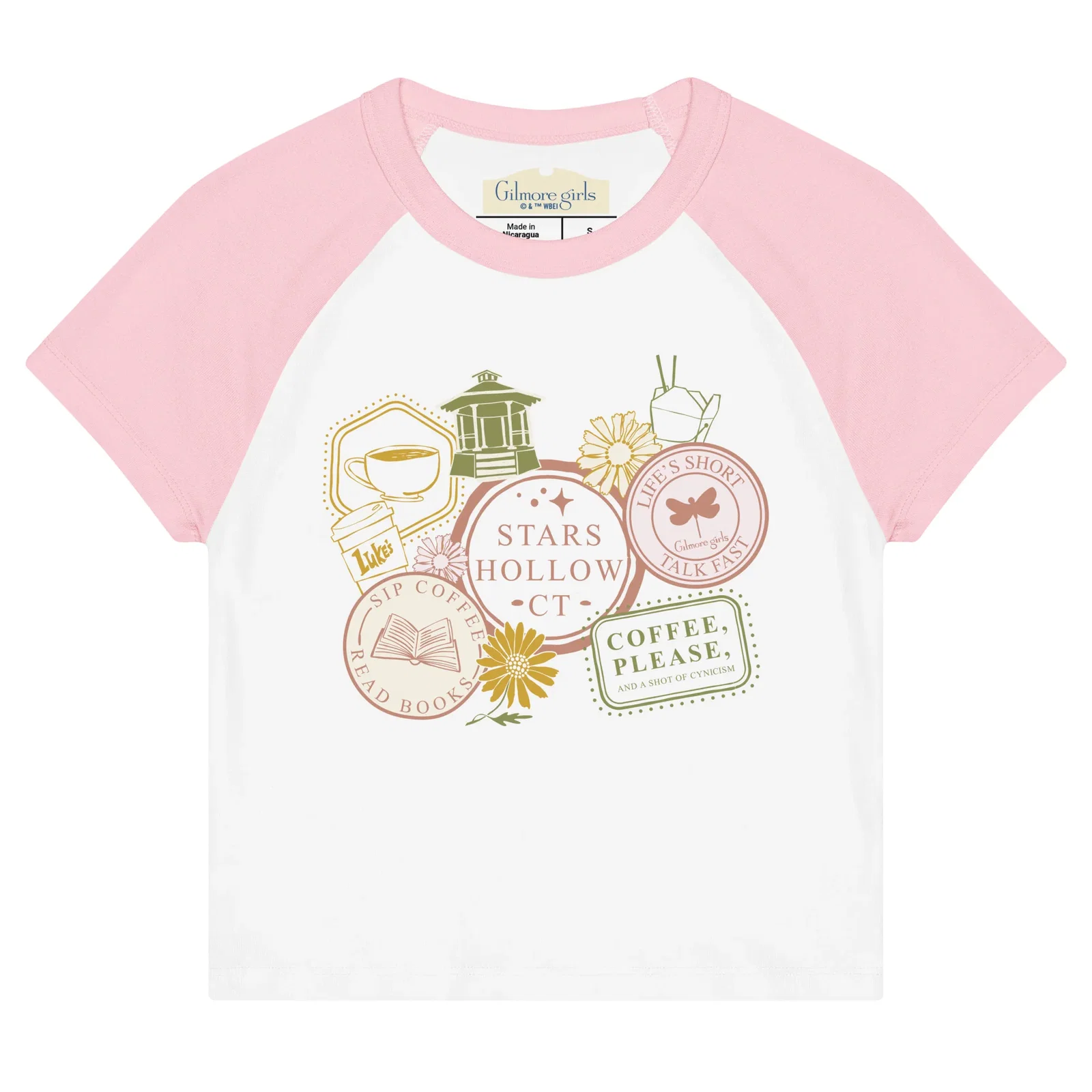 Image of Gilmore Girls Women's Micro Rib Raglan Baby Tee Stars Hollow CT