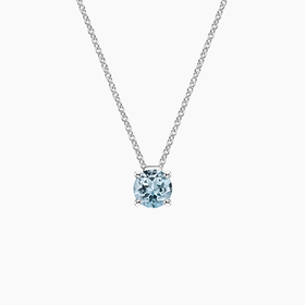 Silver Floating Solitaire Aquamarine Pendant