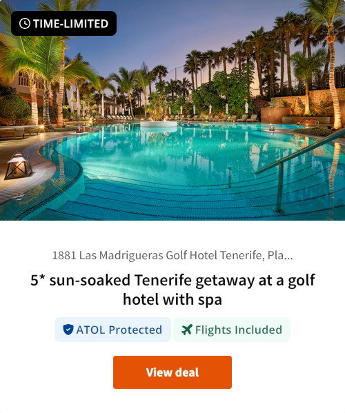 5* sun-soaked Tenerife getaway at a golf hotel with spa
