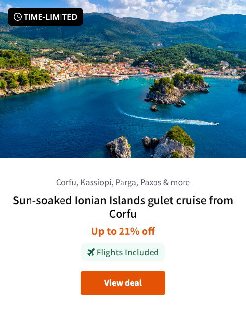 Sun-soaked Ionian Islands gulet cruise from Corfu