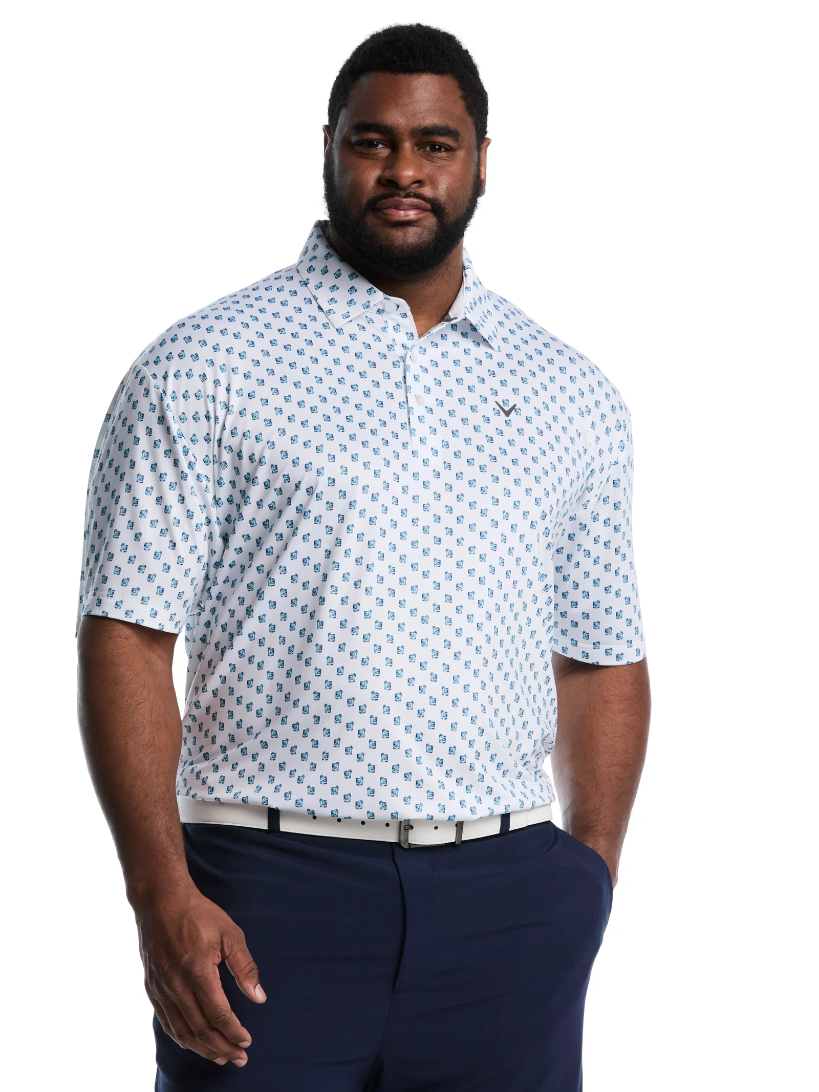 Image of Big & Tall All Over Tropical Cocktail Print Polo