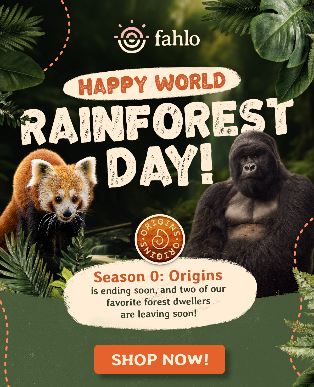 Happy World Rainforest Day from Fahlo! Season 0: Origins is ending soon, and two of our favorite forest dwellers are leaving the site, so shop now before they are gone.