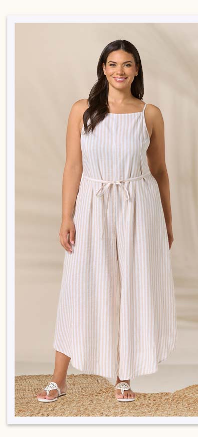 Shop Striped Linen Jumpsuit