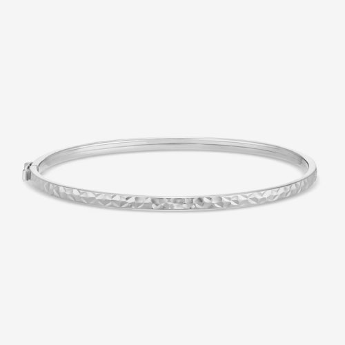 Sterling Silver Diamond Cut Textured Bangle