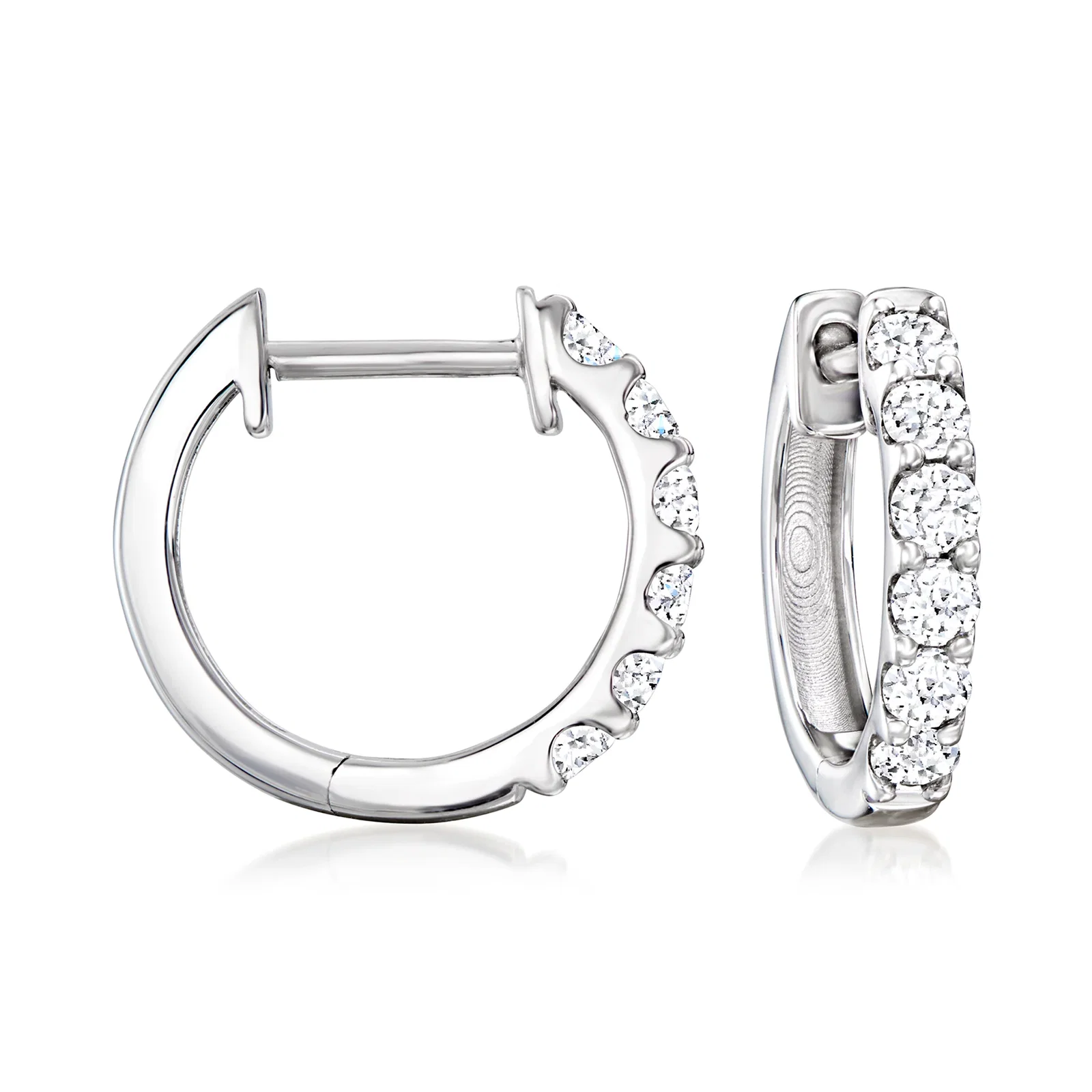 Image of 0.50 ct. t.w. Lab-Grown Diamond Huggie Hoop Earrings in Sterling Silver