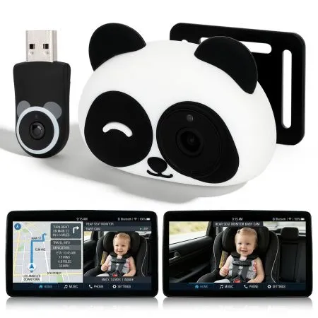 Car Camera CarPlay Adapter Plug-and-Play 1080P HD Rear Seat Monitor Display on Car Screen,150 Degree Wide Angle No-Glow Night View Split Screen Navigation