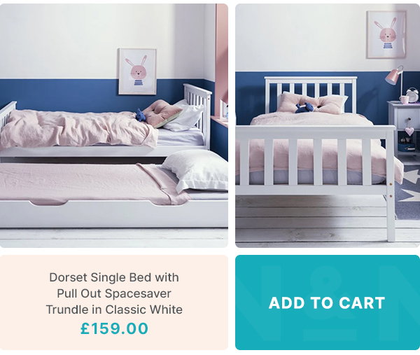 Dorset Single Bed with Pull Out Spacesaver Trundle in Classic White