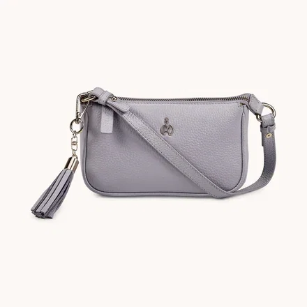 'ROSE' Lilac Pebble Grain Real Leather Shoulder Bag