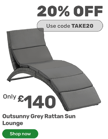 Outsunny Grey Rattan Sun Lounger. Only £140 - shop now. 20% off with code TAKE20