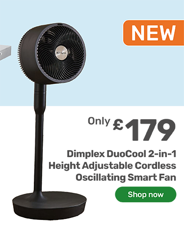 new. Dimplex DuoCool 2-in-1 Height Adjustable Cordless Oscillating Black Smart Fan. Only £179 - shop now