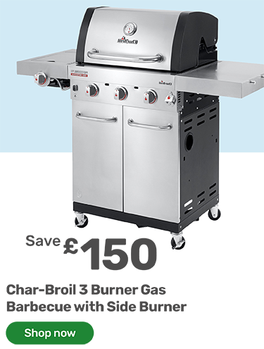 char-broil 3 burner gas barbecue with side burner. Save £150 - shop now