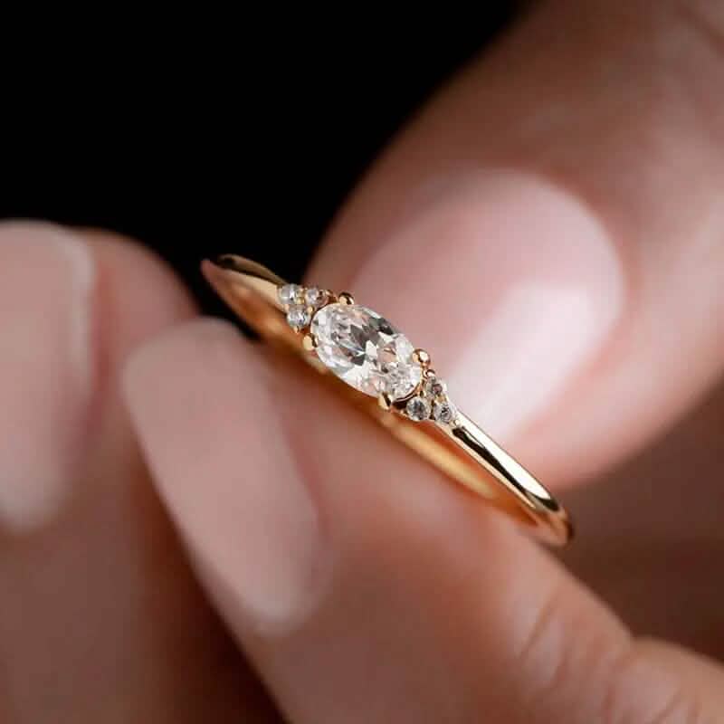 Image of Elegant Gold-Plated Ring with Sparkling Zirconia