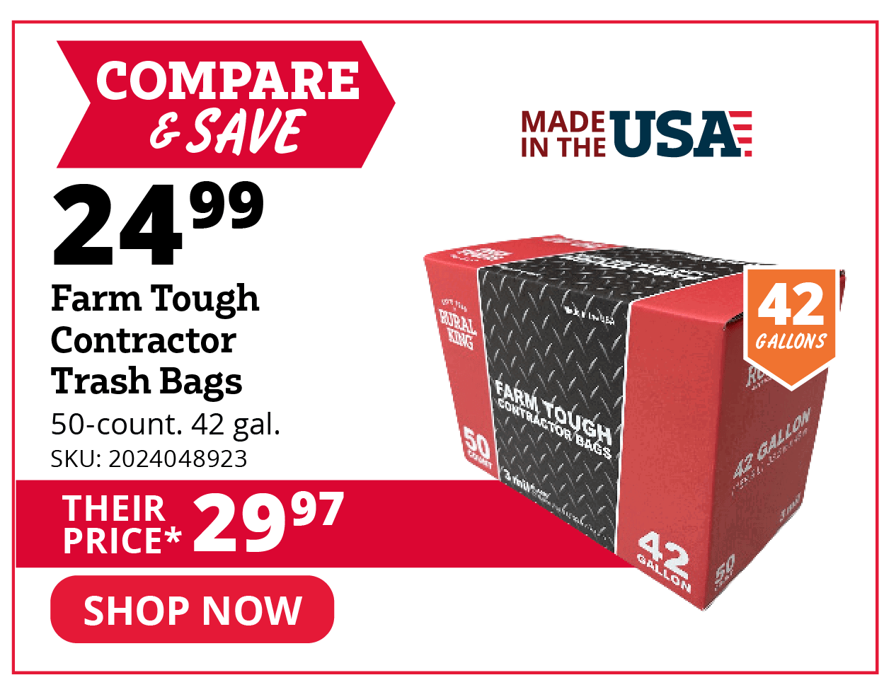 Farm Tough Trash Bags 50 count