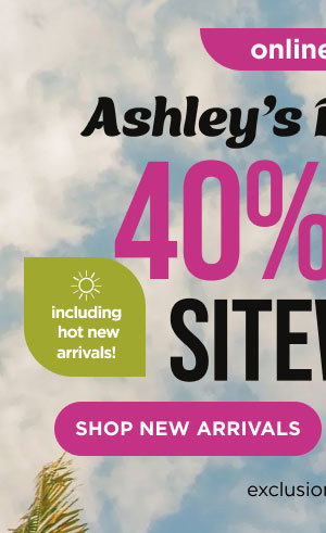 Online only. 40% off sitewide. Shop new arrivals