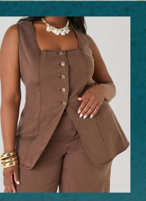 Square Neck Chambray Vest