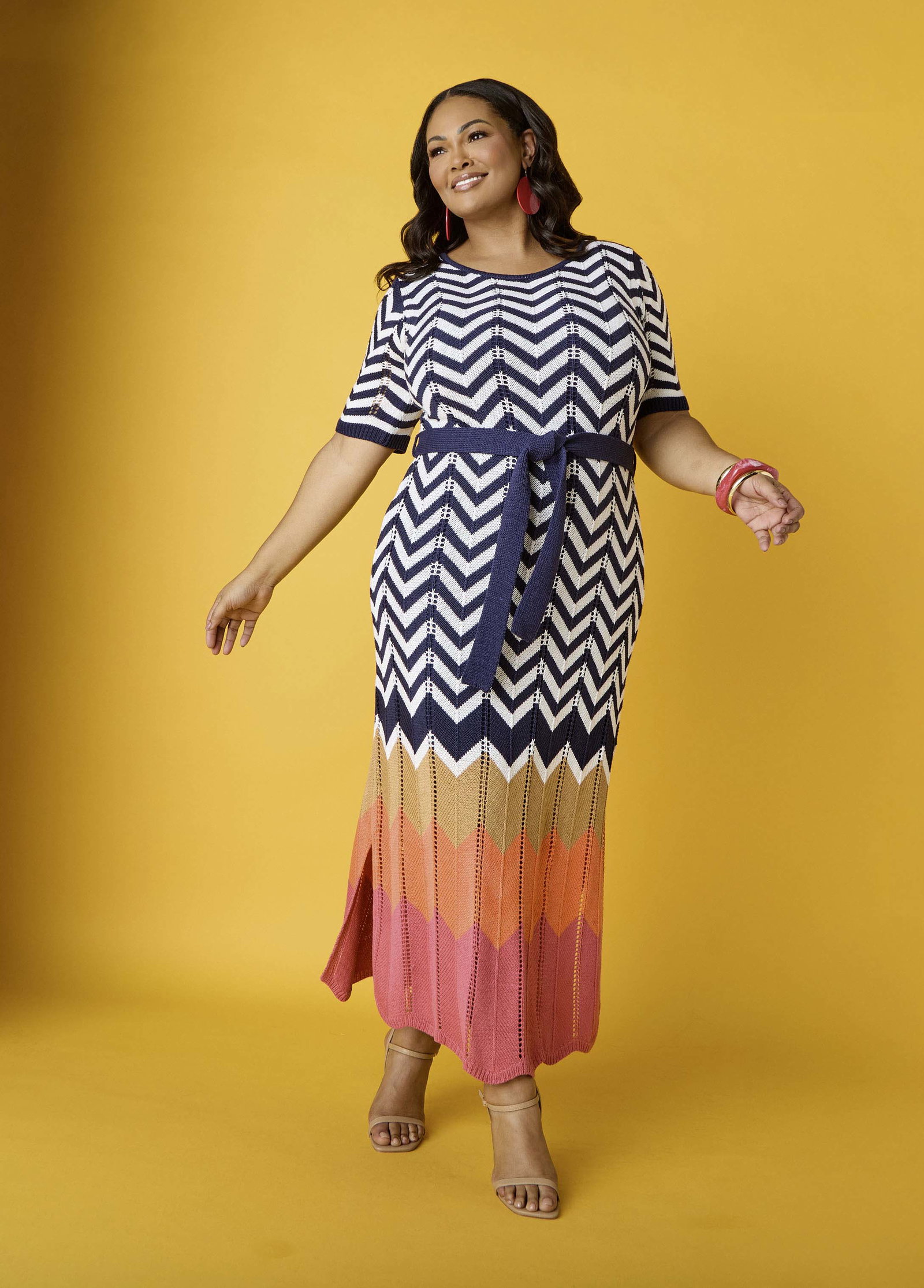 Zig Zag Pointelle Maxi Dress