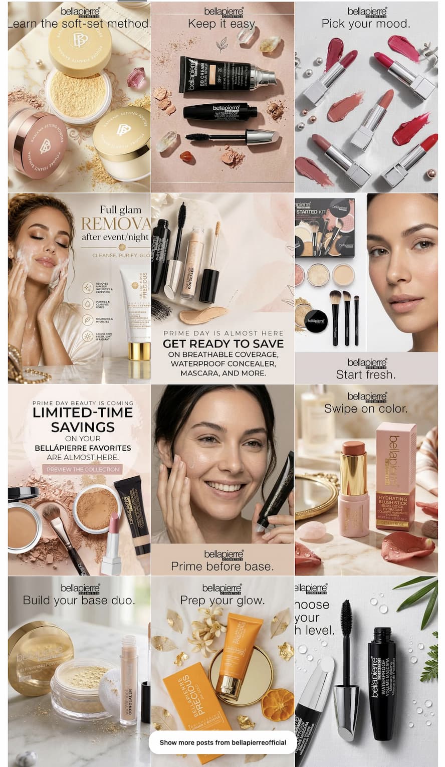 an image of a collage of makeup products and a woman