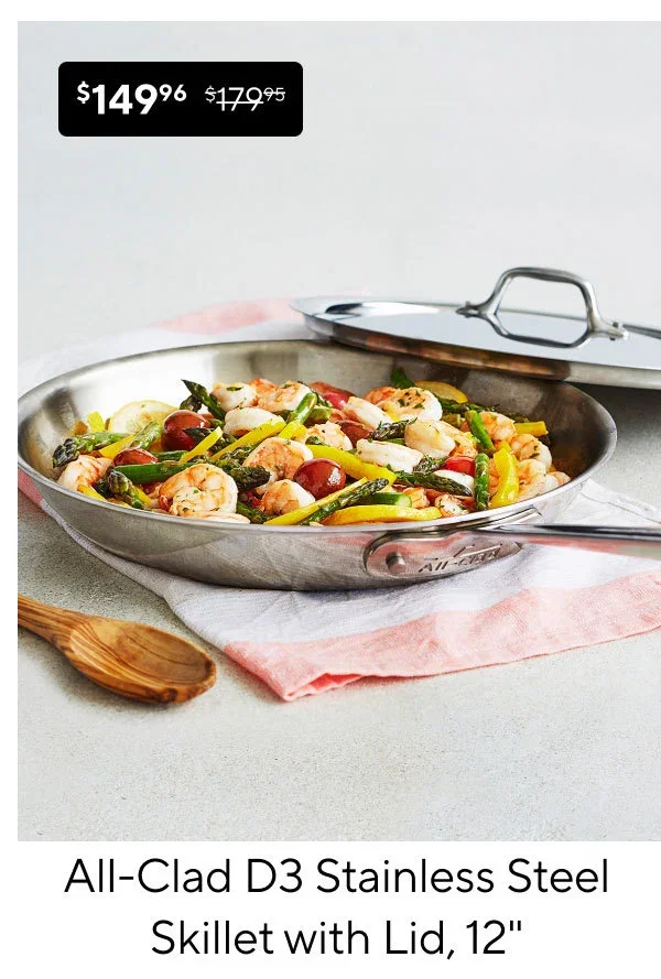 All-Clad D3 Stainless Steel Skillet with Lid, 12