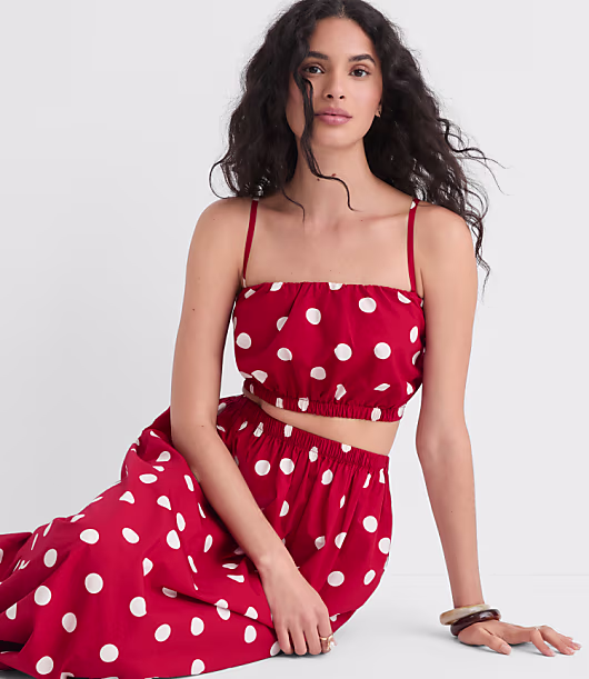 LOFT Beach Polka Dot Poplin Bubble Bandeau Top