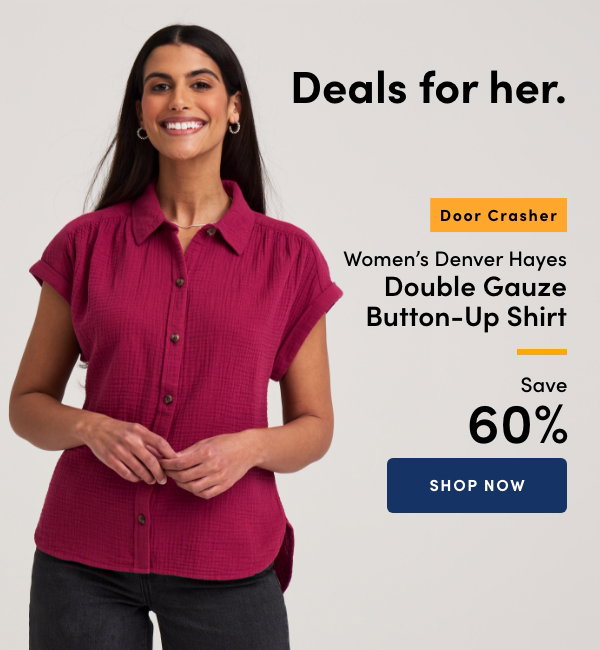 Door Crasher Women's Denver Hayes Double Gauze Button Up Shirt Save 60%