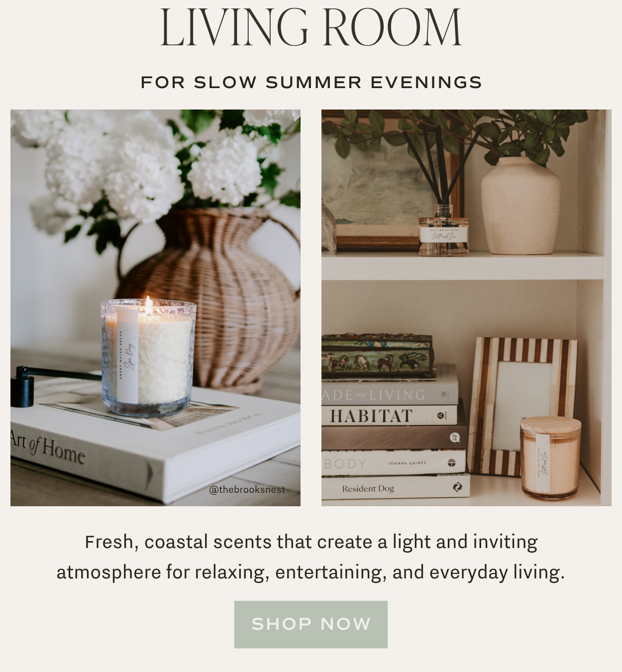 Shop fresh, coastal scents for the living room
