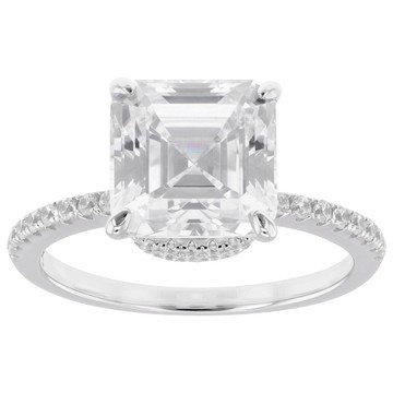 White Cubic Zirconia Rhodium Over Sterling Silver Asscher Cut Ring 7.09ctw
