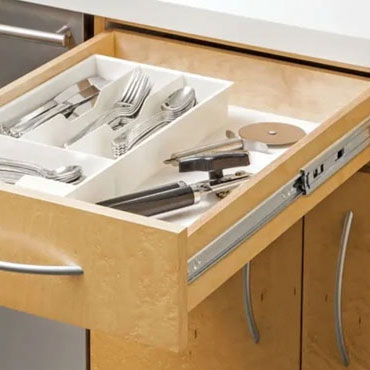 Fully extended kitchen drawer