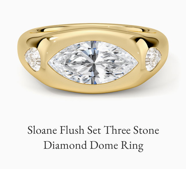 Sloane Flush Set Three Stone Diamond Dome Ring