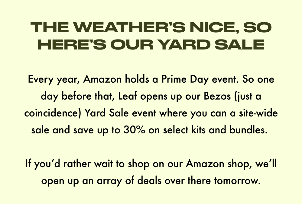 The weather's nice, so here's our yard sale