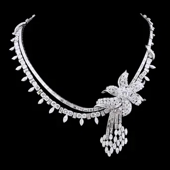 40.00ctw Diamond and Platinum 16″ Flower Necklace