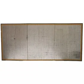 Japanese Silk, Silvered Paper, and Ebonized Room Screen