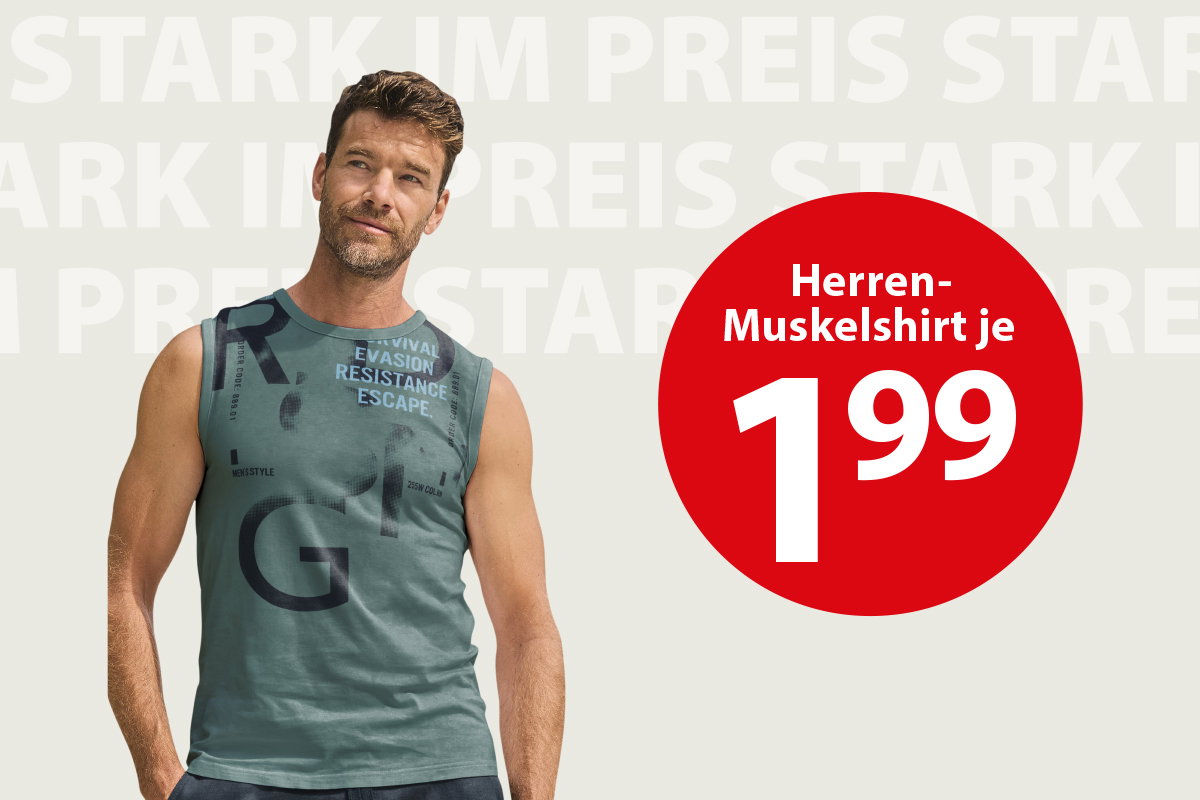 Herrenmodel trägt Muskelshirt, Grün, Schriftmuster, ärmellos, Vorderansicht