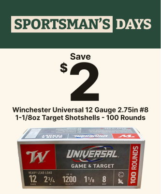 Save $2 on Winchester Universal 12 Gauge 2.75in #8 1-1/8oz Target Shotshells - 100 Rounds